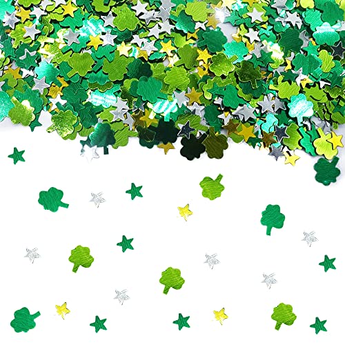 Estivaux 1000 Stück St. Patrick's Day Konfetti für Tischdekorationen, irisches Kleeblatt Konfetti Dekorationen Glitzer Grün Gold Sterne Tischkonfetti für St. Patrick's Day Karneval Maskerade Party Dekor von Estivaux