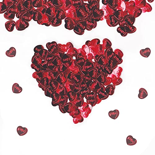 Estivaux 1200 Stück Happy Valentine's Day Konfetti für Tischdekorationen, Valentinstag Herzen Konfetti Dekorationen Glitzer Rot Tischkonfetti für Valentinstag Party Hochzeit Jahrestag Dekor von Estivaux