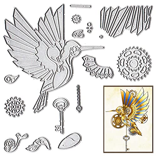 Estivaux Robot Gear Birds Stanzformen für Kartenherstellung, mechanische Vogelstanzformen Sets Floral Gear Uhrwerk Stanzschablonen Prägeschablone für Scrapbooking DIY Karten Album Bastelbedarf von Estivaux