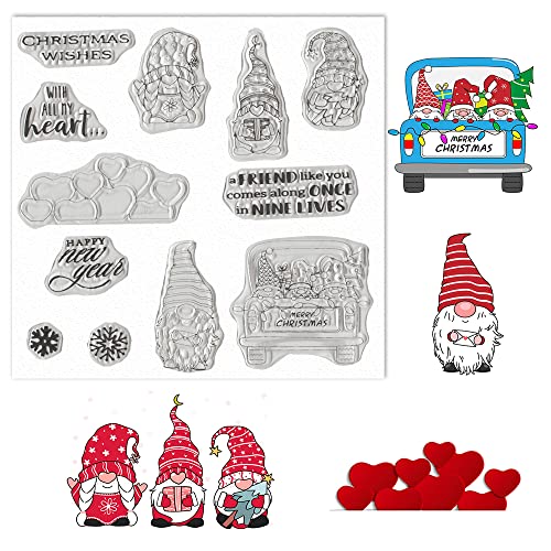 Weihnachtswichtel, transparente Stempel für Kartenherstellung und Journaling, Frohe Weihnachten Worte Silikonstempel Weihnachten Weihnachtsmann Schneeflocke Gummistempel für Scrapbooking DIY Karten von Estivaux