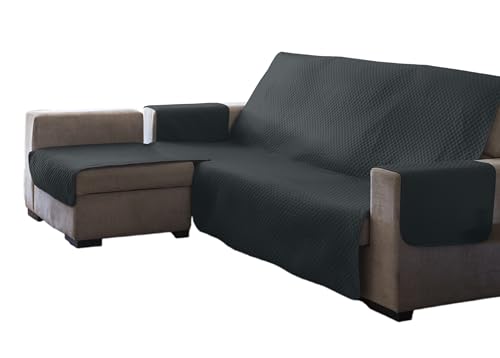 Estoralis | AVA | Moderner Chaiselongue-Bezug | Wende-Steppstoff | Farbe - Anthrazit | Für Chaisse Longue 240 cm linker Arm| Stoffgröße 240 x 255 cm(Breite x Höhe) Schutz für alle Arten von Sofas von Estoralis