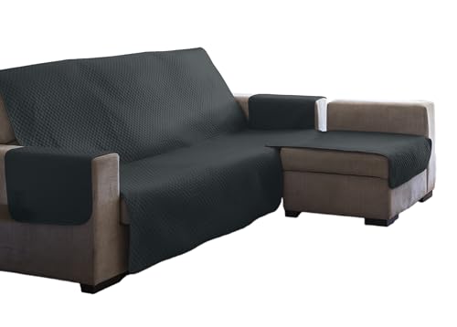 Estoralis | AVA | Moderner Chaiselongue-Bezug | Wende-Steppstoff | Farbe - Anthrazit | Für Chaisse Longue 240 cm rechter Arm| Stoffgröße 240 x 255 cm(Breite x Höhe) Schutz für alle Arten von Sofas von Estoralis