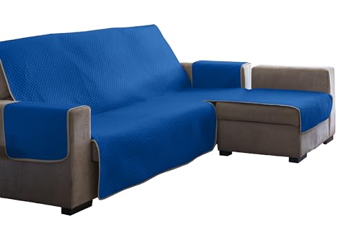 Estoralis | AVA | Moderner Chaiselongue-Bezug | Wende-Steppstoff | Farbe - Blau | Für Chaisse Longue 240 cm rechter Arm| Stoffgröße 240 x 255 cm(Breite x Höhe) Schutz für alle Arten von Sofas von Estoralis