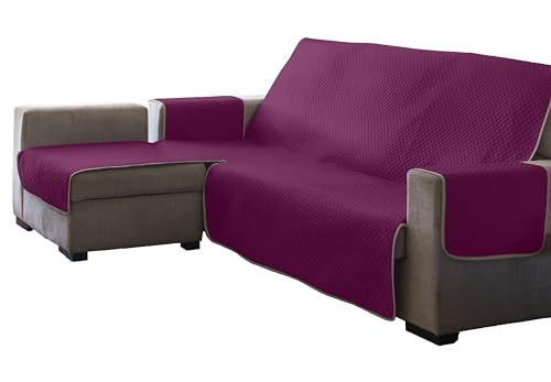 Estoralis | AVA | Moderner Chaiselongue-Bezug | Wende-Steppstoff | Farbe - Fuchsia | Für Chaisse Longue 240 cm linker Arm| Stoffgröße 240 x 255 cm(Breite x Höhe) Schutz für alle Arten von Sofas von Estoralis