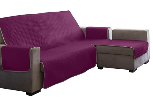 Estoralis | AVA | Moderner Chaiselongue-Bezug | Wende-Steppstoff | Farbe - Fuchsia | Für Chaisse Longue 240 cm rechter Arm| Stoffgröße 240 x 255 cm(Breite x Höhe) Schutz für alle Arten von Sofas von Estoralis