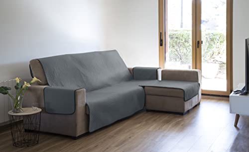 Estoralis | AVA | Moderner Chaiselongue-Bezug | Wende-Steppstoff | Farbe - Grau | Für Chaisse Longue 240 cm rechter Arm| Stoffgröße 240 x 255 cm(Breite x Höhe) Schutz für alle Arten von Sofas von Estoralis