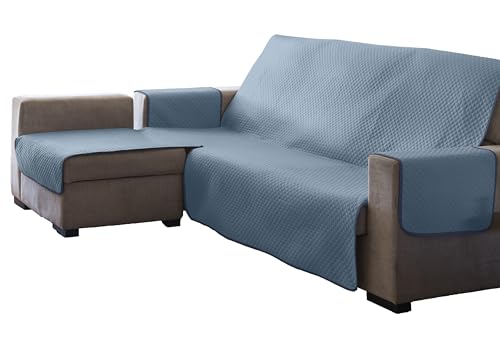 Estoralis | AVA | Moderner Chaiselongue-Bezug | Wende-Steppstoff | Farbe - Himmelblau | Für Chaisse Longue 240 cm linker Arm| Stoffgröße 240 x 255 cm(Breite x Höhe) Schutz für alle Arten von Sofas von Estoralis