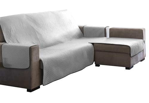 Estoralis | AVA | Moderner Chaiselongue-Bezug | Wende-Steppstoff | Farbe - Weiß | Für Chaisse Longue 290 cm rechter Arm| Stoffgröße 290 x 255 cm(Breite x Höhe) Schutz für alle Arten von Sofas von Estoralis