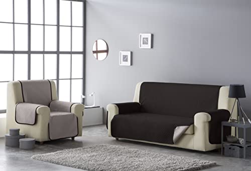 Estoralis | AVA | Sofabezug im modernen Design | Wende-Steppstoff | Farbe - Beige/Blaun | Für 2-Sitzer-Sofa| Stoffgröße 110 x 220 cm(Breite x Höhe) Schutz für alle Arten von Sofas von Estoralis