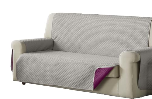 Estoralis | AVA | Sofabezug im modernen Design | Wende-Steppstoff | Farbe - Beige/Fuchsia | Für 2-Sitzer-Sofa| Stoffgröße 110 x 220 cm(Breite x Höhe) Schutz für alle Arten von Sofas von Estoralis