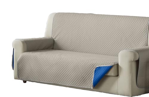 Estoralis | AVA | Sofabezug im modernen Design | Wende-Steppstoff | Farbe - Grau/Blau | Für 2-Sitzer-Sofa| Stoffgröße 110 x 220 cm(Breite x Höhe) Schutz für alle Arten von Sofas von Estoralis