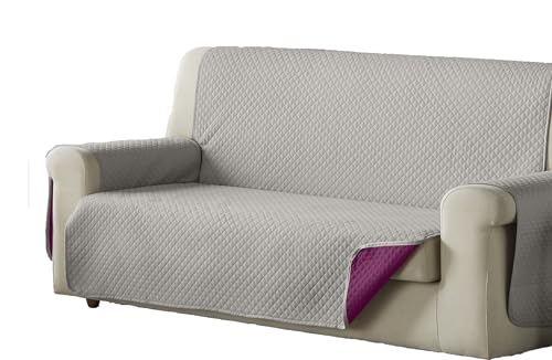 Estoralis | AVA | Sofabezug im modernen Design | Wende-Steppstoff | Farbe - Grau/Fuchsia | Für 2-Sitzer-Sofa| Stoffgröße 110 x 220 cm(Breite x Höhe) Schutz für alle Arten von Sofas von Estoralis