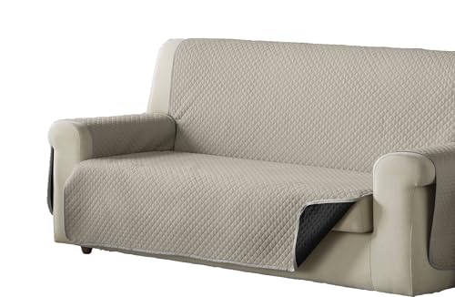 Estoralis | AVA | Sofabezug im modernen Design | Wende-Steppstoff | Farbe - Grau/Schwarz | Für 3-Sitzer-Sofa| Stoffgröße 150x 220 cm(Breite x Höhe) Schutz für alle Arten von Sofas von Estoralis