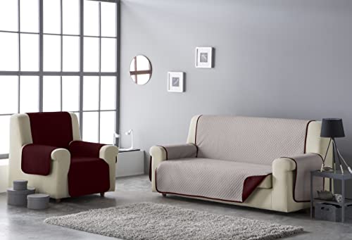 Estoralis | AVA | Sofabezug im modernen Design | Wende-Steppstoff | Farbe - Rot/Beige | Für 3-Sitzer-Sofa| Stoffgröße 150x 220 cm(Breite x Höhe) Schutz für alle Arten von Sofas von Estoralis