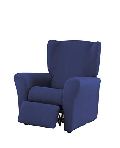 Estoralis | Berta Moderner Design-Relax-Sesselbezug | Elastischer Jacquardstoff | Blau | Für Relaxsessel von 70 bis 90 cm. | Sesselschutz | Anpassbar an alle Arten von Sesseln von Estoralis