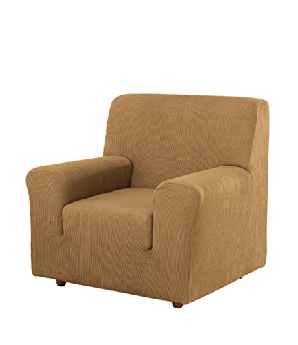 Estoralis | Berta Sofabezug im modernen Design | Elastischer Jacquardstoff | Beige | Für 1-Sitzer-Sofa von 70 bis 110 cm. | Sofaschutz | Anpassbar an alle Arten von Sesseln von Estoralis