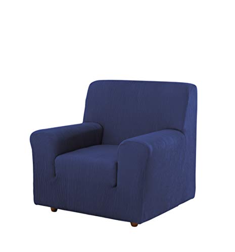 Estoralis | Berta Sofabezug im modernen Design | Elastischer Jacquardstoff | Blau | Für 1-Sitzer-Sofa von 70 bis 110 cm. | Sofaschutz | Anpassbar an alle Arten von Sesseln von Estoralis