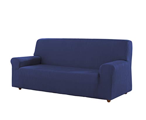 Estoralis | Berta Sofabezug im modernen Design | Elastischer Jacquardstoff | Blau | Für 3-Sitzer-Sofa von 170 bis 220 cm. | Sofaschutz | Anpassbar an alle Arten von Sesseln von Estoralis