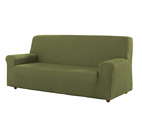 Estoralis | Berta Sofabezug im modernen Design | Elastischer Jacquardstoff | Grün | Für 3-Sitzer-Sofa von 170 bis 220 cm. | Sofaschutz | Anpassbar an alle Arten von Sesseln von Estoralis