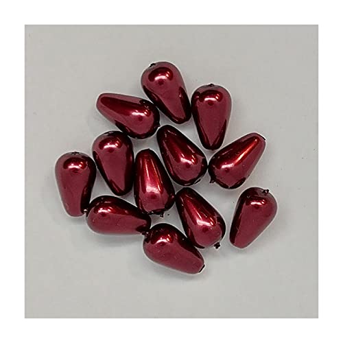 12 stk Pearl Immitaion Glasperlen Bordeaux, 9 x 6 mm (Pearl Immitaion Glass Beads bordeaux) von Estrela