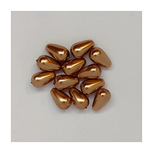 12 stk Pearl Imperiot Glasperlen Bronze, 9 x 6 mm (Pearl Immitaion Glass Beads bronze) von Estrela