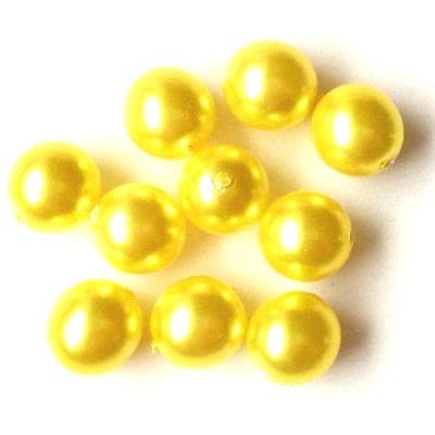 36 stk Nachahmung Perle Bochmishe Glas, Gelb - 10 mm (Imitation pearl beads/faux pearls, yellow) von Estrela