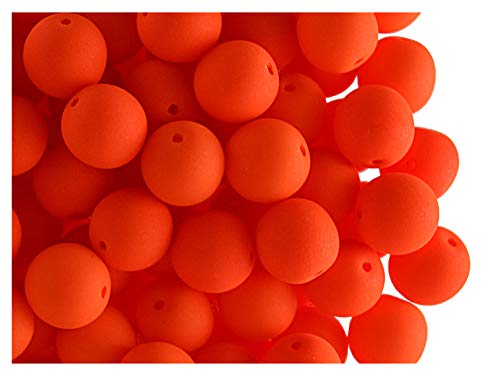 30 Stück Tschechische Glasperlen Rund Gepresst ESTRELA NEON (UV aktiv) 8 mm Orange von Estrella