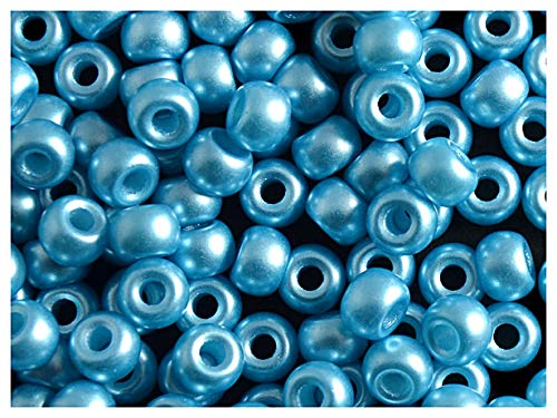 Estrella 50 Stück Pony Bead - Tschechische gepresste Glasperlen in Form Einer Walze 5,5mm mit einem großen Loch, Pastel Aqua von Estrella