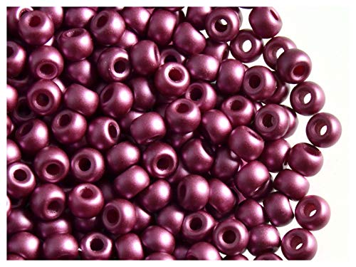 Estrella 50 Stück Pony Bead - Tschechische gepresste Glasperlen in Form Einer Walze 5,5mm mit einem großen Loch, Pastel Burgundy von Estrella