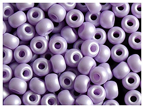 Estrella 50 Stück Pony Bead - Tschechische gepresste Glasperlen in Form Einer Walze 5,5mm mit einem großen Loch, Pastel Purple Matte von Estrella