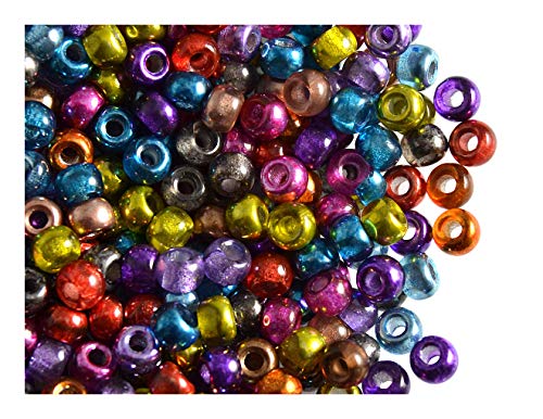 Estrella 50 Stück Pony Bead - Tschechische gepresste Glasperlen in Form Einer Walze 5,5mm mit einem großen Loch, Semi-Apollo Mix von Estrella