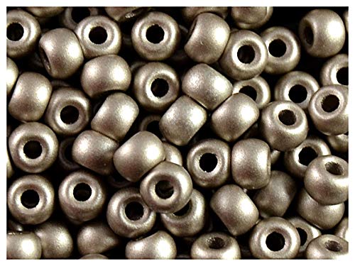 Estrella 50 Stück Pony Bead - Tschechische gepresste Glasperlen in Form Einer Walze 5,5mm mit einem großen Loch, Terra Metallic Gray-Brown von Estrella