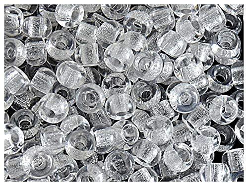 Estrella 50 Stück Pony Beads - Tschechische gepresste Glasperlen in Form Einer Walze 5,5mm mit einem großen Loch, Crystal Clear (Crystal Transparent) von Estrella