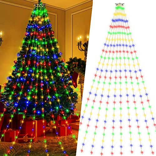 Lichterkette Weihnachtsbaum Christbaumbeleuchtung mit Ring 2,8m 10 Girlanden 280 LEDs, LED Weihnachtsbaumbeleuchtung Außen Innen IP44 Wasserdicht, Christbaum Tannenbaum Lichterkette 8 Modi Bunt von Esvyit