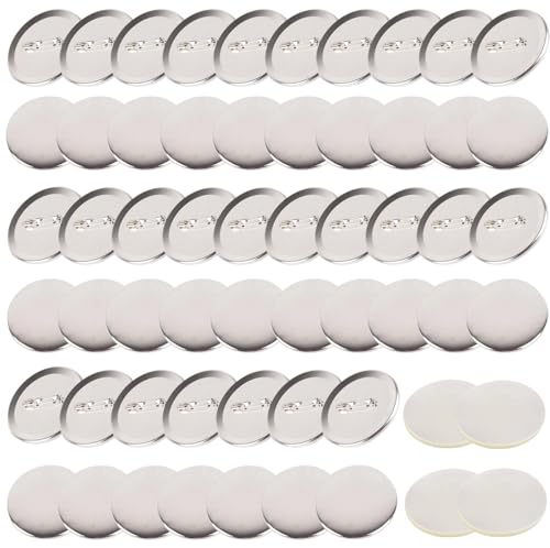 Button Maker Supplies 100 Set 2,5 cm (1 Zoll) Knopfherstellungszubehör, Knopfmacher-Zubehör-Set, Großpackung für Pin-Maker, runde Metallknopfnadeln, Schale mit Rückabdeckung und transparenter Folie von Eswala