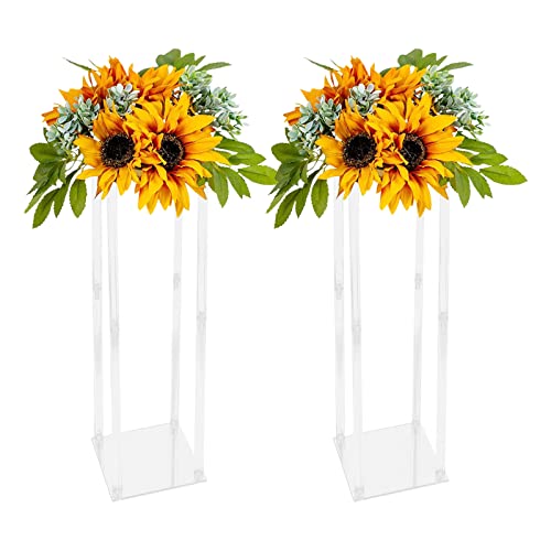 2 Stück Gold Hochzeit Blumenständer 20x20x80cm Acryl Hochzeit Geometrische Blume Vase Säule Stand für Hochzeit Party Tisch Mittelstück für Home Decor von Esyogen