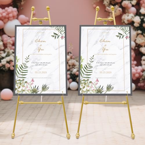 2PCS Metall Staffelei Ständer 50 x 62 x 118 cm Studio Staffelei Café Hochzeit Gemälde Ständer Autoshow Feiern Ständer Bodenhalterung, Einstellbare Lochpositionen von Esyogen