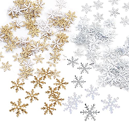 Schneeflocken Konfetti 900 Stück Weiß Gold Schneeflocke Konfetti Winter Weihnachten Deko Klein, Tischdeko Streudeko Silvester für Weihnachts Party von Eteamcan