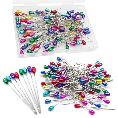 Stecknadeln mit Kopf Groß 200 Stück Lang Bunte Stecknadel 55mm Nadeln mit Kopf Lange Abstecknadeln Sewing Pins für Basteln Quilten Nähen von Eteamcan