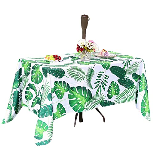 Eternal Beauty Recatngle Palmblatt-Tischdecke für drinnen und draußen, spritzwassergeschützt, mit Schirmloch und Reißverschluss, für Terrasse, Garten, Party und Grillen, 152 x 213 cm von Eternal Beauty