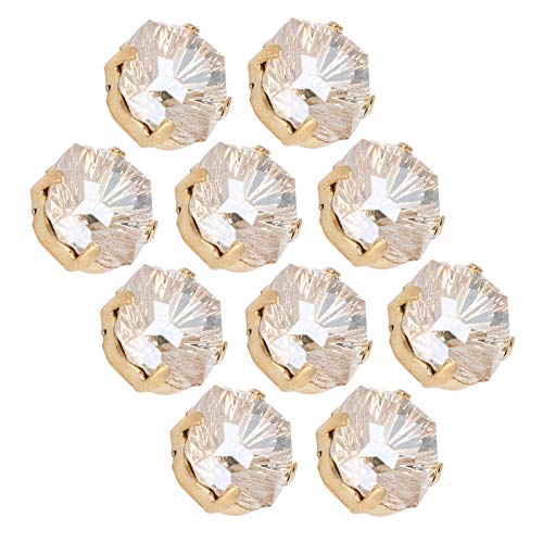 EternalCrafts Claw Diamond Nähklaue, Diamantglas-Dekorationen, 10 Stück, K9, 10 mm hohe Oberseite, Kleidungszubehör, goldener Champagner von EternalCrafts