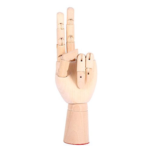 EternalCrafts Holz gegenüberliegende Hand Holz Gelenkhandmodell Art Mannequin Hand gegenüberliegend geteilte Hand für Kunstprojekte 20cm Gliederpuppe Linke Holz Hand Malhilfe von EternalCrafts