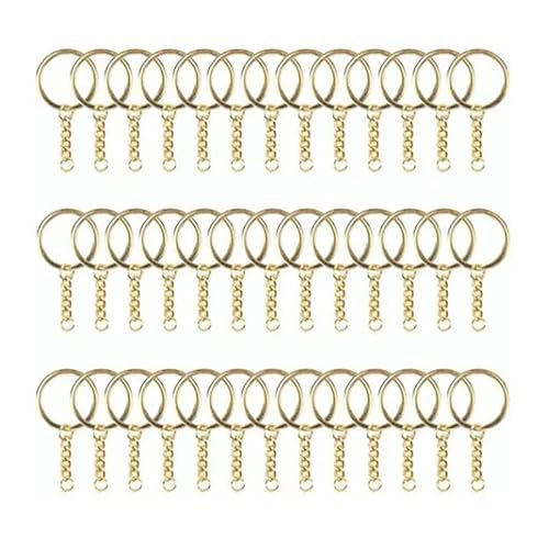 EternalCrafts Schlüsselanhänger Ringe Golden Poliert Metall Schlüsselanhänger mit Kette für DIY Handwerk Reisen 10 Stück von EternalCrafts