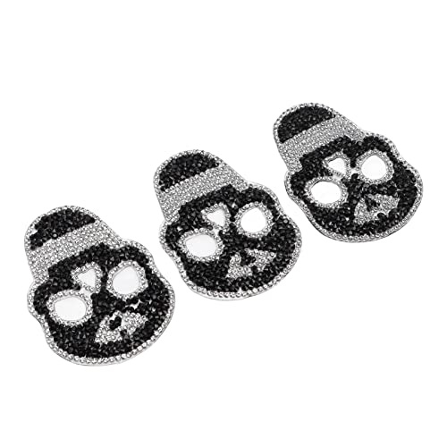 EternalCrafts Stoffaufnäher, Eisen-Flicken, schwarzer Totenkopf, besticktes Patch-Set, glänzendes Strass-Material, 3 Stück, zum Nähen, dekorative Flicken für Kleider, Hüte von EternalCrafts