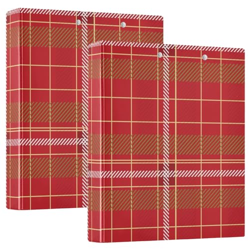 2 Stück Runder Ringordner 3,8 cm rot und weiß Weihnachtsmuster mit Klemmbrett 1/2 Packung Ordner Schulbedarf Binder 200 Blatt von EtherSpher