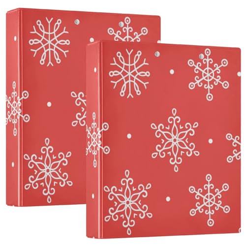 3-Ring-Notizbuch, 3,8 cm, rot und weiß, Weihnachtsschneeflocken mit Klemmbrett, 1/2er-Pack, Schulhefter Hardcover, 2 Stück von EtherSpher