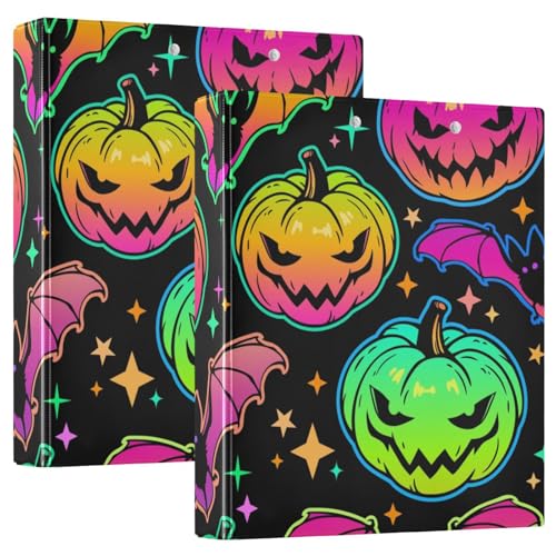 3 Ringbücher 3,8 cm buntes Muster Happy Halloween Kürbisse mit Klemmbrett 1/2 Pack Binder für Schule 200 Blatt 2 Stück von EtherSpher