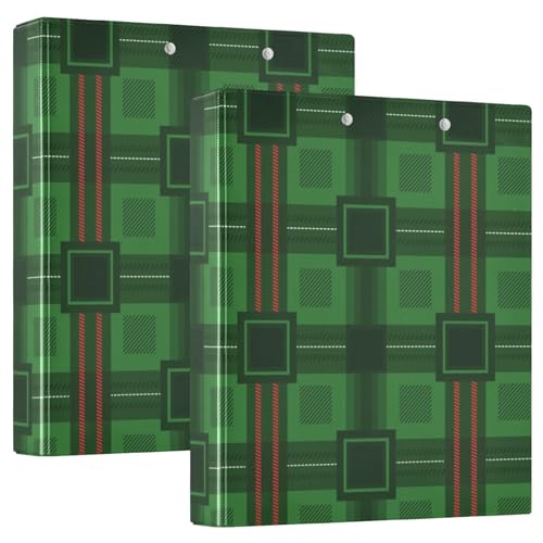 3 Ringe Binder 1,5 Zoll Rot und Grün Weihnachtsmuster mit Klemmbrett 1/2 Stück Schulhefter Hardcover 2 Stück von EtherSpher