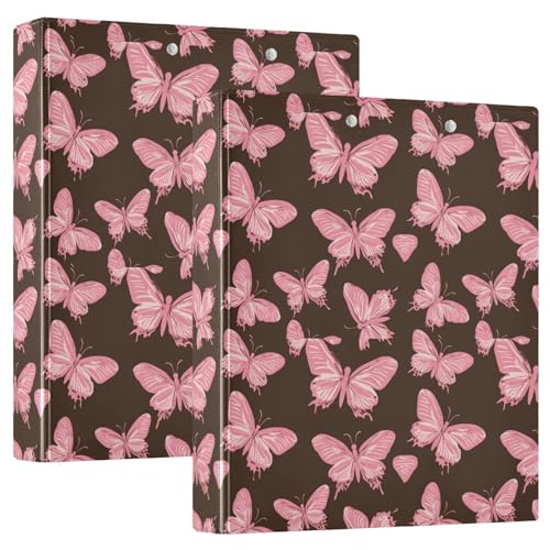 3 Ringe Binder 3,8 cm Hot Peach Mariposas Braun mit Klemmbrett 1/2 Pack Ordner für Schule Hardcover 2 Stück von EtherSpher