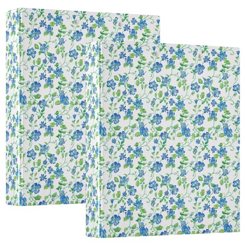 3 Ringhefter 3,8 cm blau Blumenmuster grün mit Klemmbrett 1/2 Stück Schulhefter 200 Blatt 2er Pack von EtherSpher